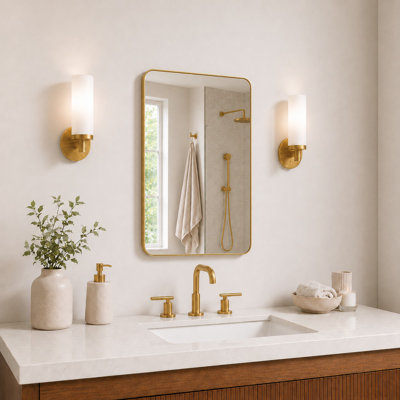 Leyat Modern Rectangle Metal Frame Wall Mirror for Bathroom