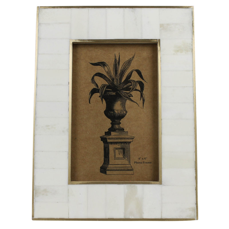 White Frame, Bone With Brass - 4X6