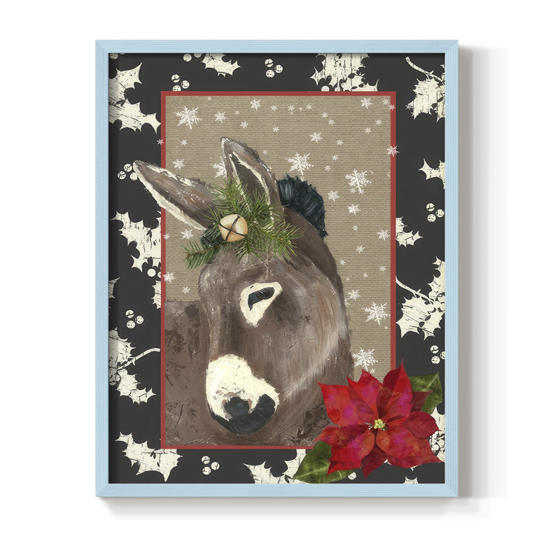 «County Christmas Farm III», reproduction encadrée - bois massif, H 30 po x l 24 po, Bleu
