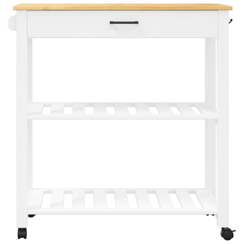 vidaXL Kitchen Trolley MONZA 33.1"x15.7"x34.8" Solid Wood Pine, White