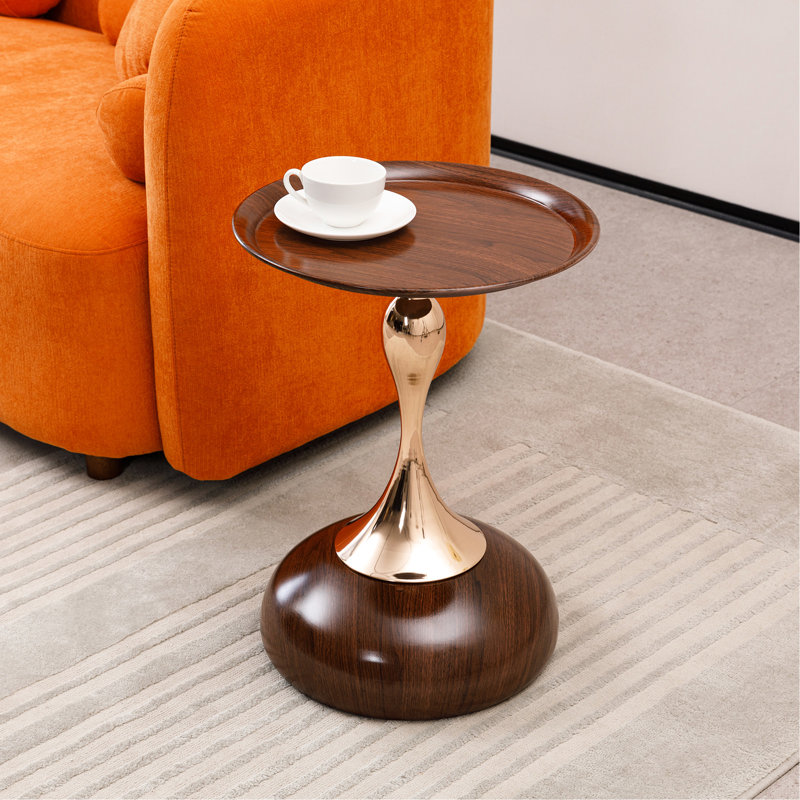 Tail End Table, Round Coffee Table For Office, Rust Treatment, Practical Furniture Modern Metal Side Courtyards, Elegant Accessory Piece, Versatile Use Option