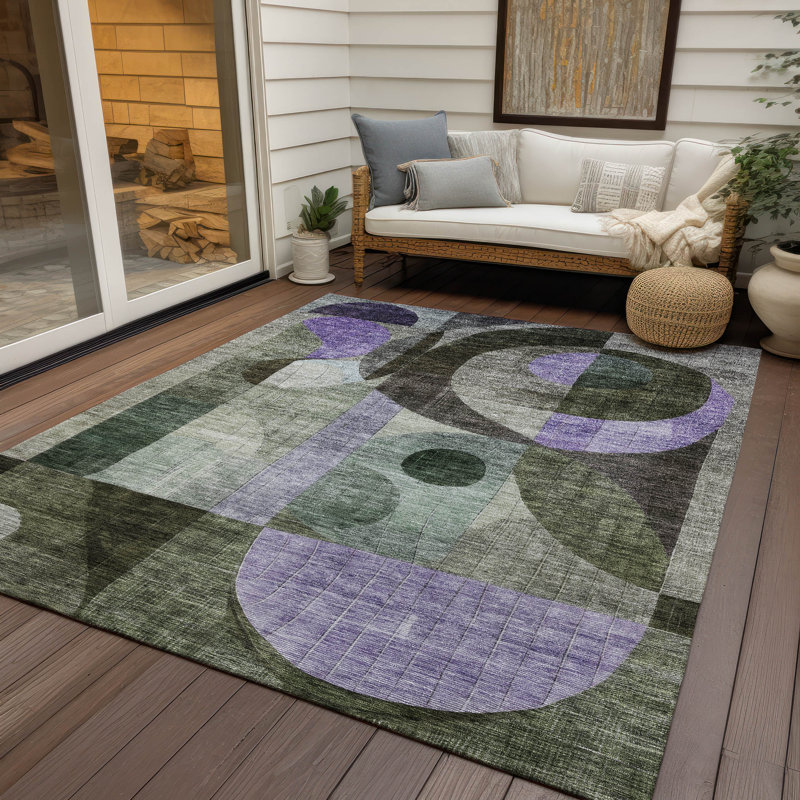 Noel Olive Washable Indoor-Outdoor Rug - , 3' x 5'