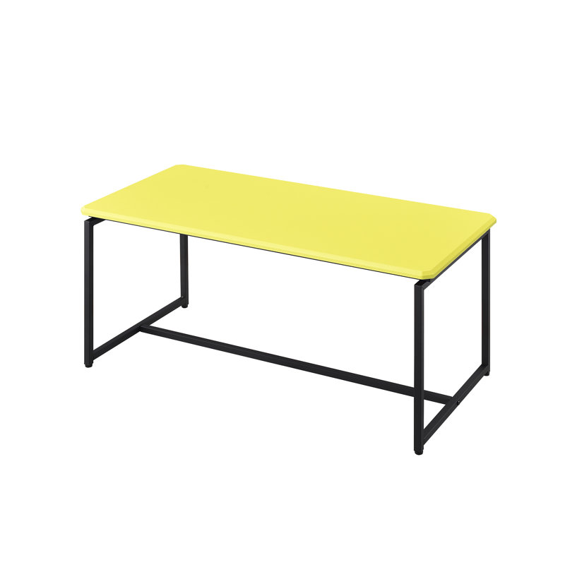 Table enveloppante en fibre de carbone jaune - Comprend une table basse et 2 tables de bout, l 39,5 po x P 19 po x P 19,5 po x H 21,5 po, structure en métal, densité moyenne, bords biseautés