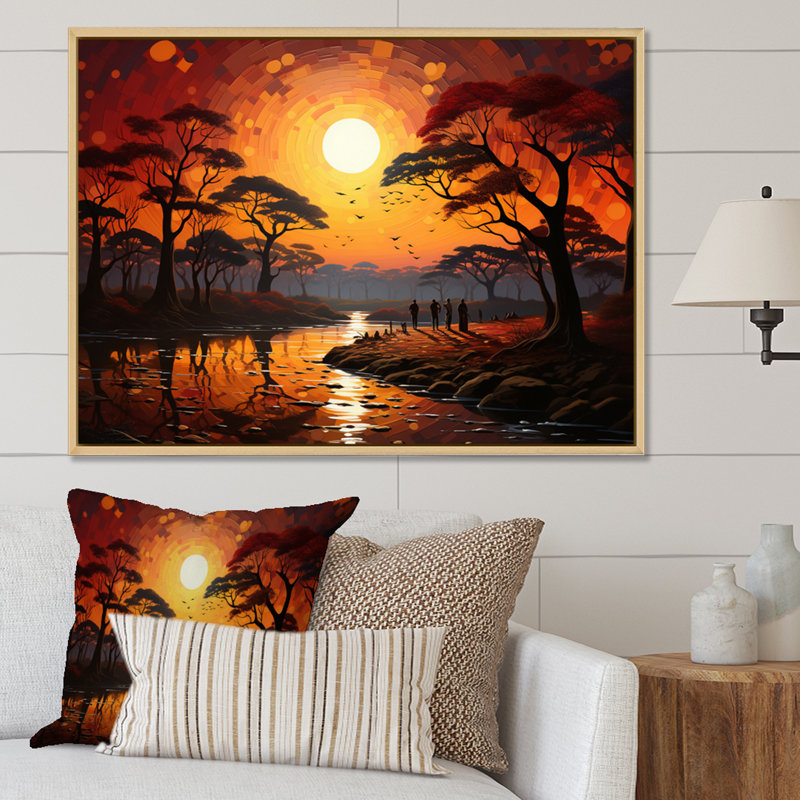 African Savannah Serenade V sur toile, Cadre naturel flottant, H 30 po x l 40 po x P 1,5 po