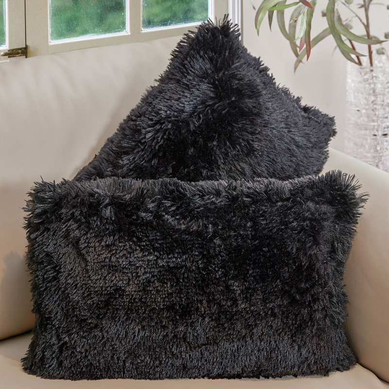 Coussins décoratifs Cheer, Noir, Polyester, 12 x 20
