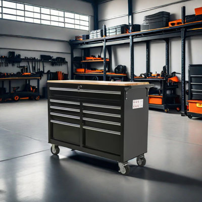 Chariot de service noir multifonctionnel - Rangement pour outils mobile robuste
