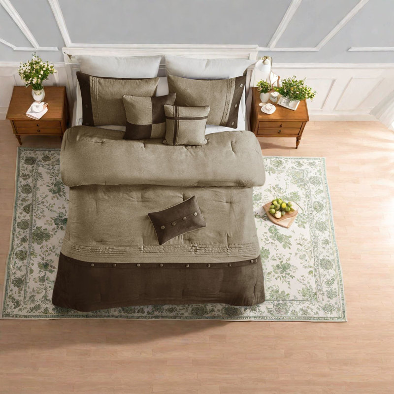 Lodge Style Queen Bedding Sets, Soft Polyester Suede Comforter