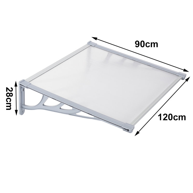Dakota Fields 90cm D Plastic Cover Retractable Door / Window Awning, 28cm H x 120cm W x 90cm D, Clear/Silver