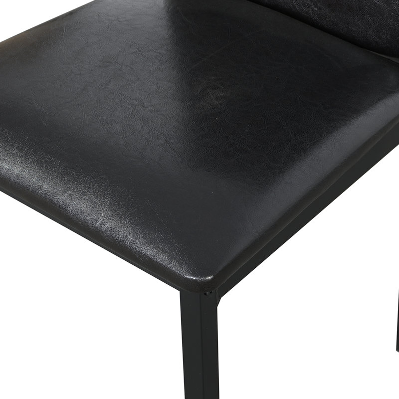 4 Dining Seats, Metal Frames, Dark Brown Vinyl Upholstery, 250Lbs Support Strength, Modern Industrial Design, Easy Assembly Project, Soft Padding For Comfort, Ergonomic Floor-Protecting Pads Metal