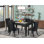 Ensemble de table de salle à manger 5 pièces comprenant une table rectangulaire en bois avec rallonge amovible et 4 chaises rembourrées, noir