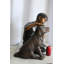 Sculpture de bronze en bronze pour enfant avec un chien 21 po x 18 po x 23 po
