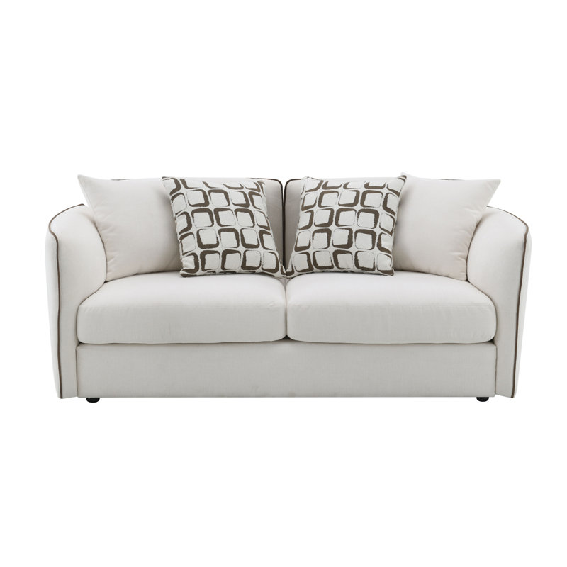 Causeuse en chenille beige avec 4 coussins Yolanda