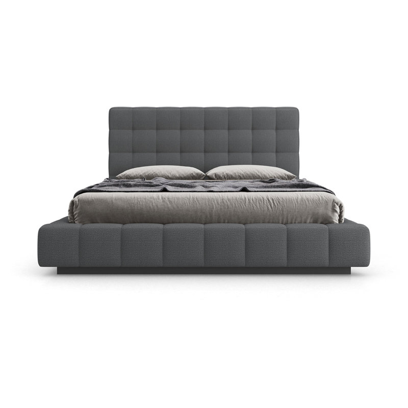 Aathish Upholstered Wingback Bed, Queen, Carbon Gray