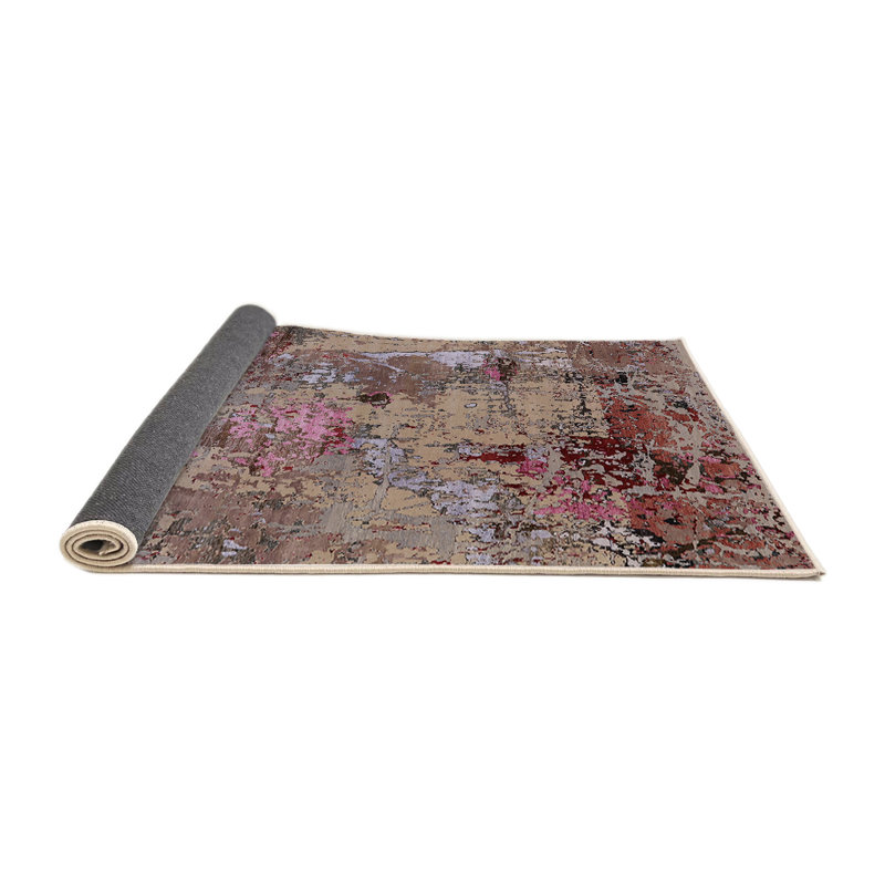 Tapis brun / rose à motif abstrait Carnalbanagh, Rond 8 pi