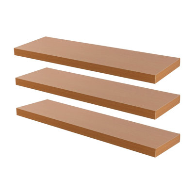 Harbour Housewares - 80cm Floating Wall Shelves for Storage & Display - Brown - Set of 3