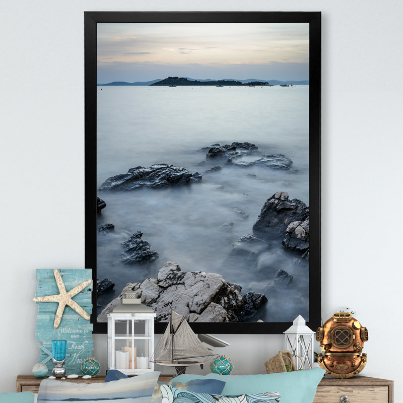 «Cloudy Sky over Horizon Sea», reproduction d'art sur toile, Cadre photo noir, H 20 po x l 12 po x P 1 po