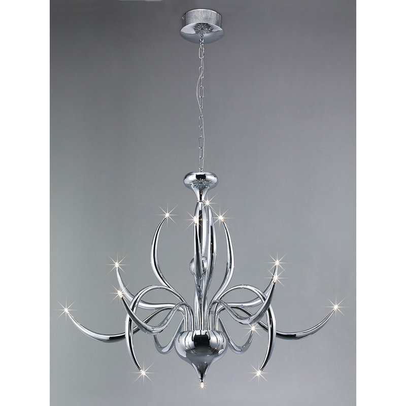 Tunnel 15 - Light Unique/Statement Chandelier, Polished Chrome