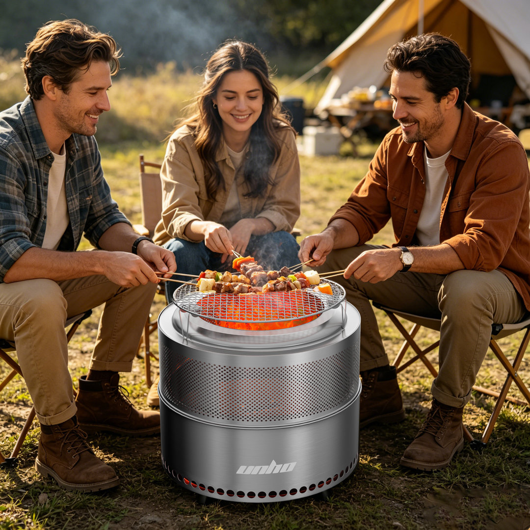 Stainless Steel Smokeless Fire Pit Wood Burning Firepit Backyard Patio Garden