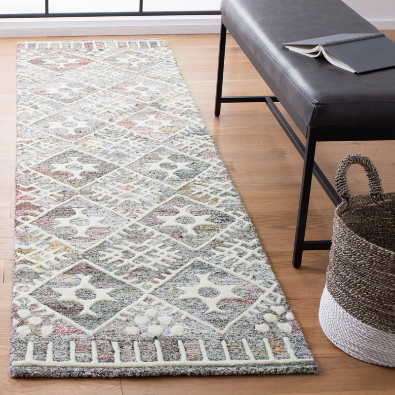 Habiba Hand Tufted Performance Geometric Rug, Runner 2'3" x 9'
