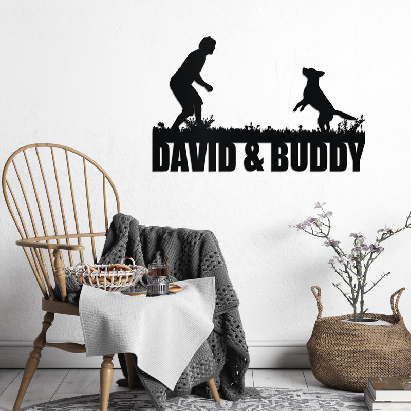 Man and Dog Metal Sign with Names, Dog Lover Wall Decor, Pet Memorial Gift, Unique Wall Art for Dog Owner, Home Decor, Yes