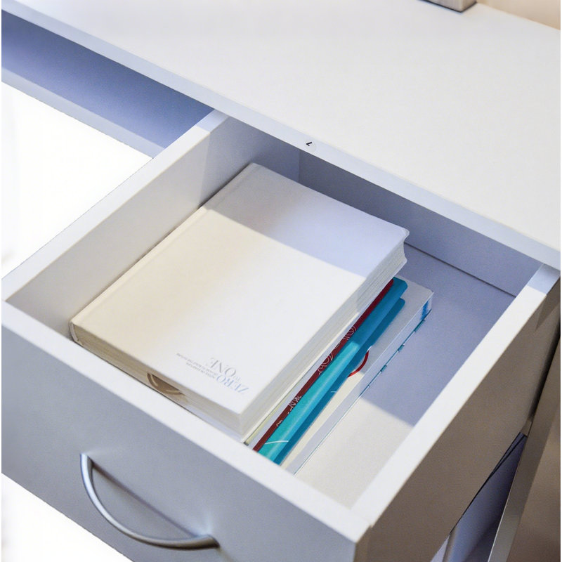 Bureau d'ordinateur avec tiroirs de rangement, bureau d'écriture avec compartiments ouverts