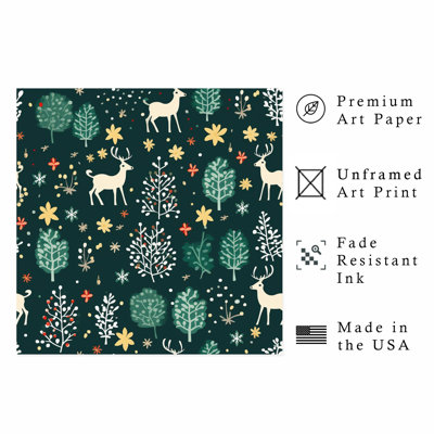 «Holiday Christmas Reindeer VII», reproduction d'art moderne sans cadre