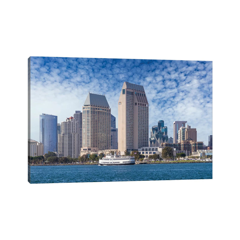 San Diego City Skyline 1 Piece Wrapped Canvas Wall Art, 20.32 cm H x 30.48 cm W