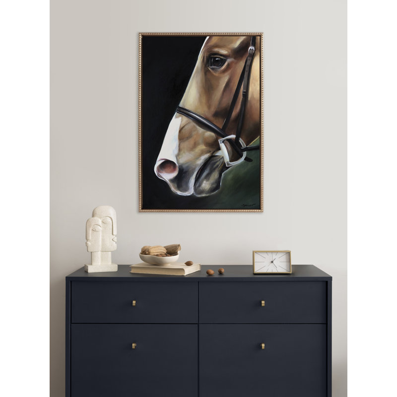 «Chestnut Horse» par Mary Sparrow, reproduction d'art sur toile encadrée