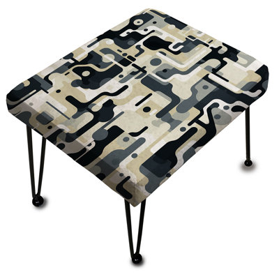 Beige et gris Urban Maze - Repose-pieds rectangulaire géométrique