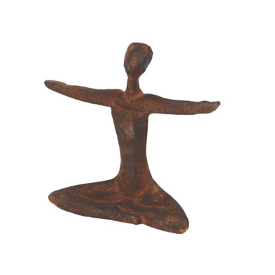 VIP Metal 8.66 in. Red Seated Lotus Tabletop Fig