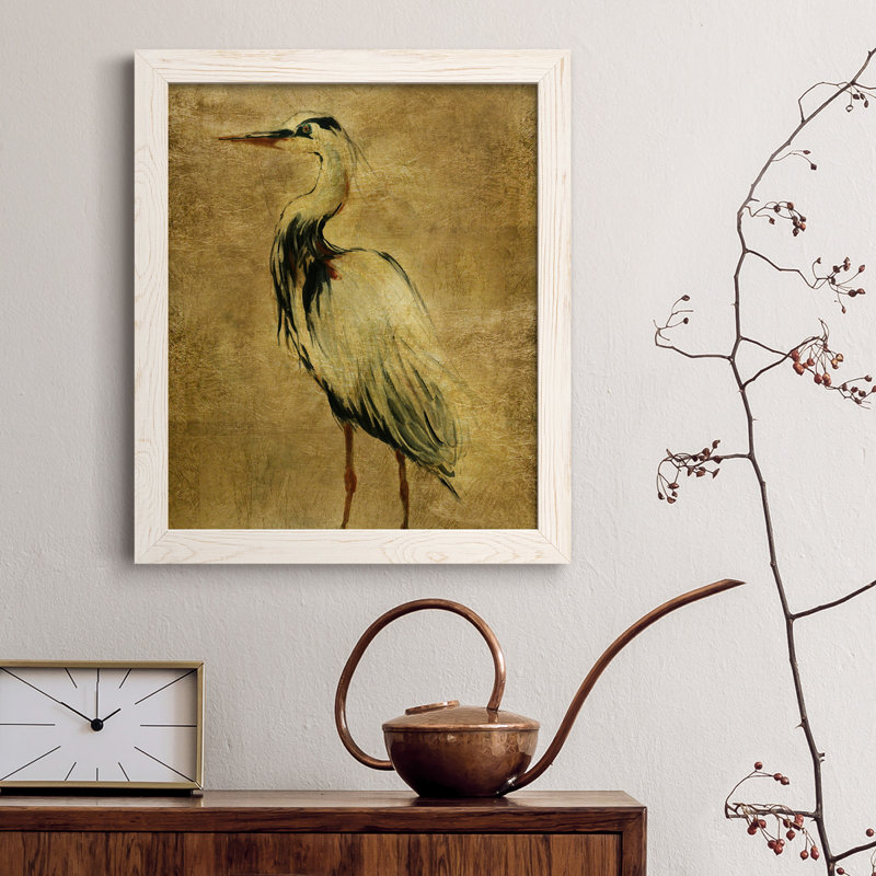 Grue dorée au crépuscule II - Toile encadrée de qualité supérieure - prête à être accrochée, H 37,5 po x l 27,5 po x P 1,5 po