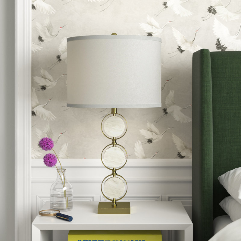 Art Deco Stacked Metal and Marble Table Lamp, Bronze