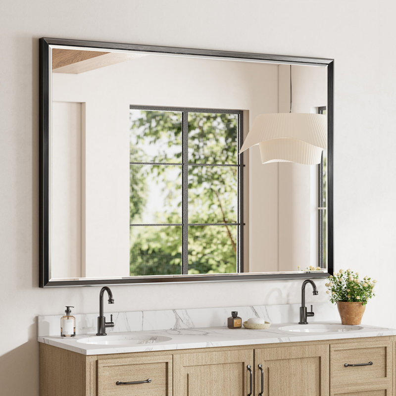 Miroir de salle de bain mural Lohoski, Noir, 30 po x 48 po