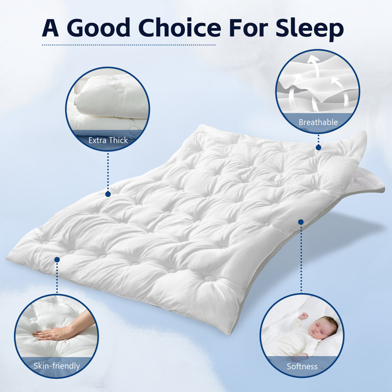 Surmatelas en duvet synthétique Warran, Simple, Blanc