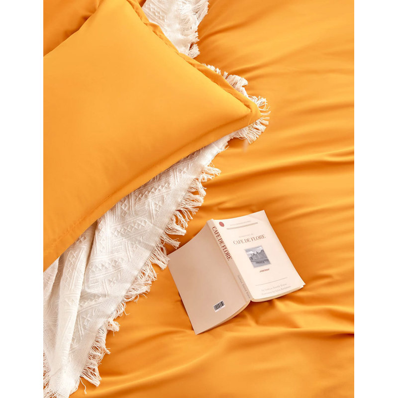 Orange Polyester Duvet Cover Set, Twin Duvet Cover + 1 Standard Pillowcase