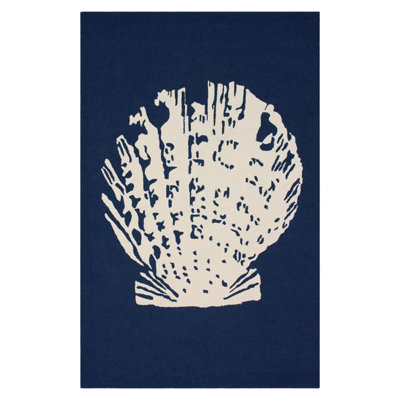 Tapis intérieur / extérieur bleu crocheté à la main Falmouth