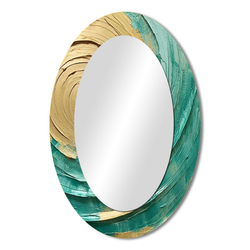 Grand miroir mural ovale sur métal Teal, 36 po x 24 po