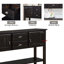 Console 48 po en bois massif avec 2 tiroirs, armoires et tablette inférieure, armoire de rangement pour salle à manger de style rétro