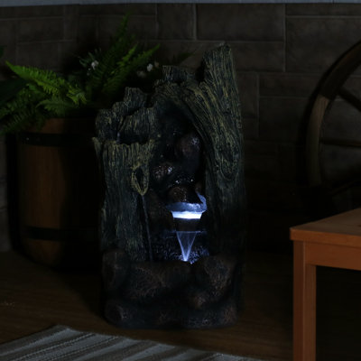 Camren Glass Weather Resistant Rock Fountain with Light