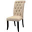 Chaises de salle à manger rustiques en tissu beige avec dossier à 2 et structure en bois noir antique revêtue de cadre