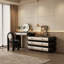 Ensemble coiffeuse modulaire 2 en 1, comprenant une coiffeuse séparée et une commode à 6 tiroirs, bureau de maquillage incurvé noir et blanc avec poignées rouges pour chambre à coucher