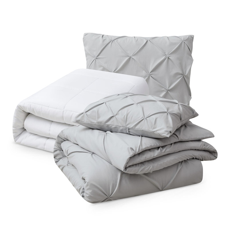 Polyester Duvet Cover & Insert, Silver Gray, Twin Duvet + 2 Additional Pieces