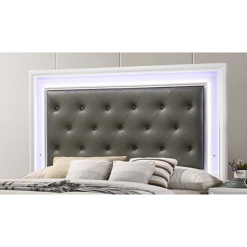 Lit à panneau tapissier 1pc (seulement lit), Simple, Blanc