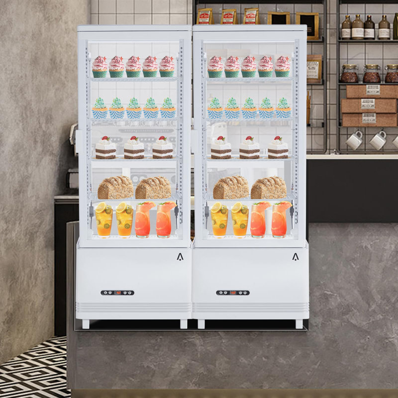 Réfrigérateur commercial commercial - 3,46 pieds cubes Présentoir de pâtisserie de comptoir, marchandiseur de boissons vertical, tablettes réglables
