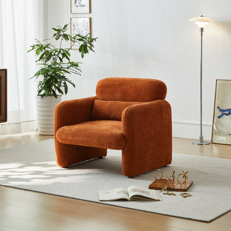 Fauteuil d'appoint 34 po Boucle Cloud le plus vendu, fauteuil simple à dossier incurvé, revêtement moelleux, assemblage sans outil, peu encombrant pour les petits appartements, le bureau et la chambre à coucher