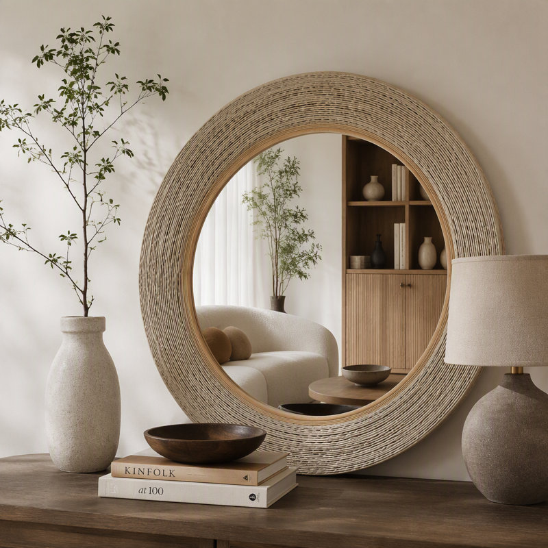 Miroir décoratif tissé, Rond