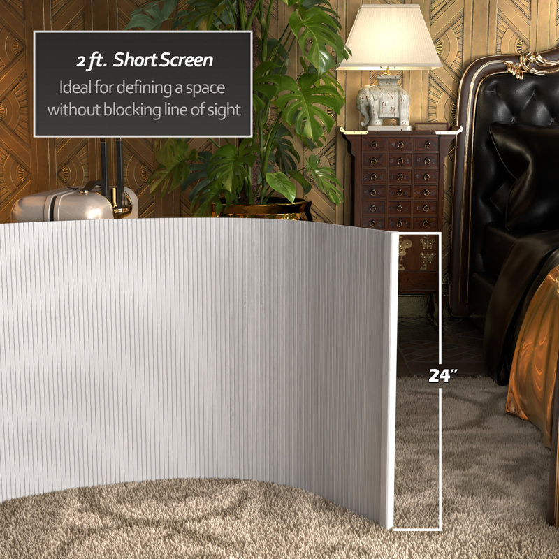 Siena Rolling Bamboo Room Divider, White, 2 ft. Short