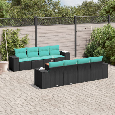 Ensemble de canapé de patio 9 pièces avec coussins en rotin de polyester
