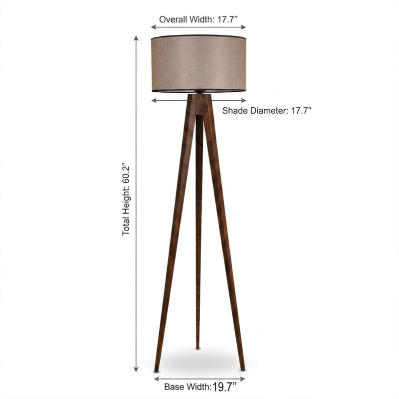 Lampe sur pied tambour en noyer Metropolis