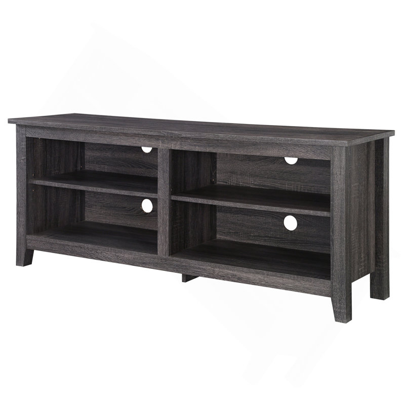 Meuble télé classique avec rangement ouvert pour téléviseur jusqu'à 65 ans - gris anthracite, Gris anthracite